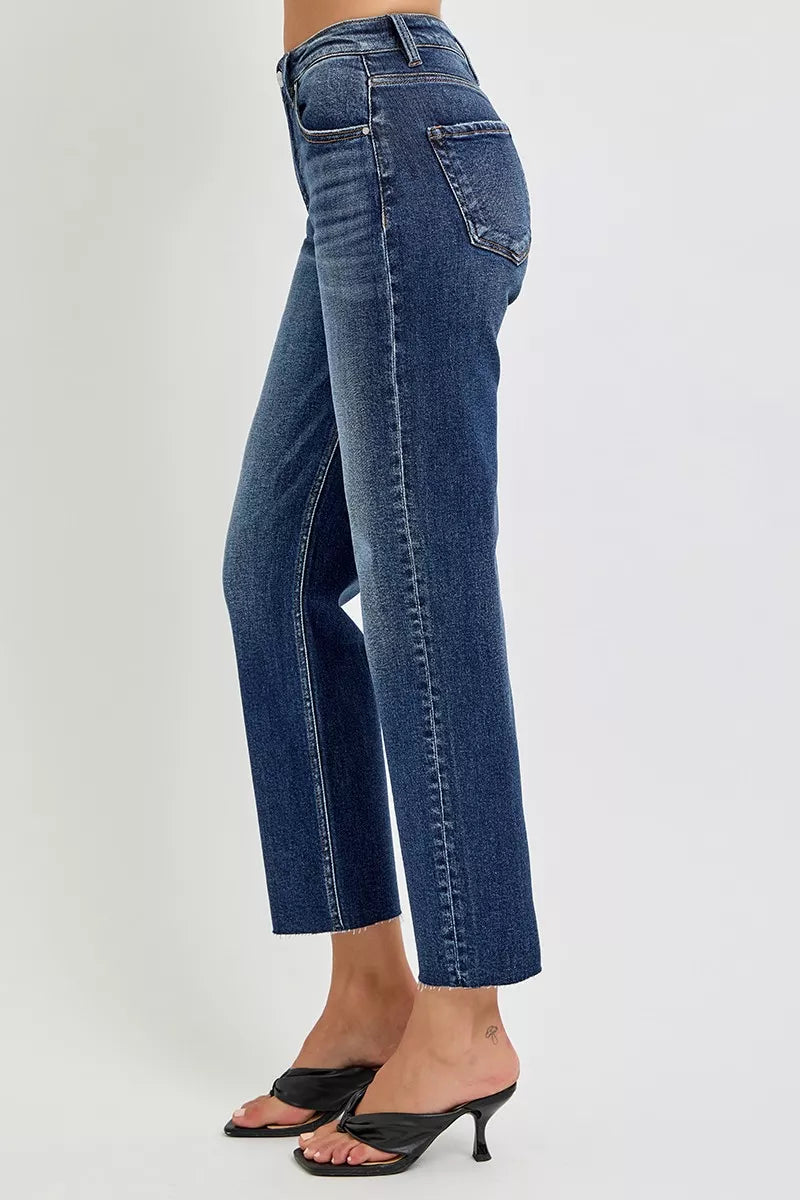 RISEN High Rise Slim Barrel Leg Jeans for Women