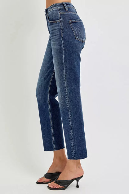 RISEN High Rise Slim Barrel Leg Jeans for Women
