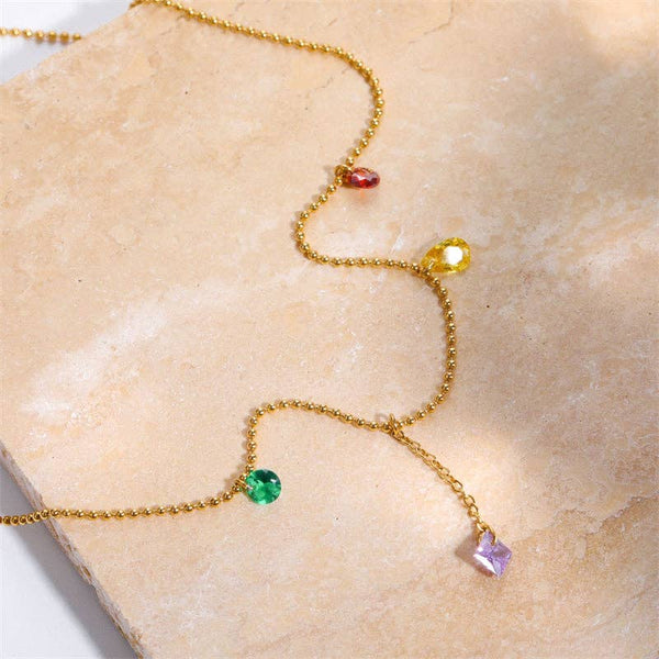 Rainbow Gemstone Charm Necklace