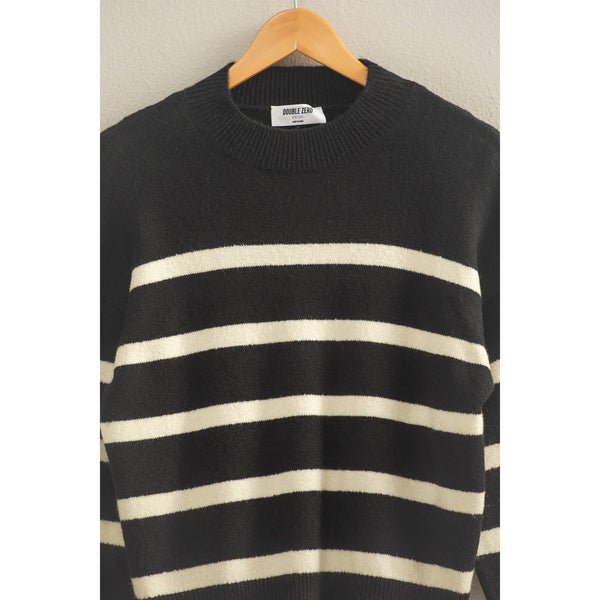 Dream State Striped Sweater Black