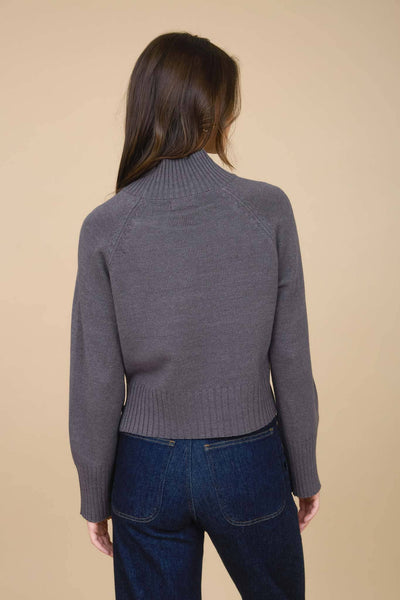 Malia Mock Neck Cropped Sweater Charcoal