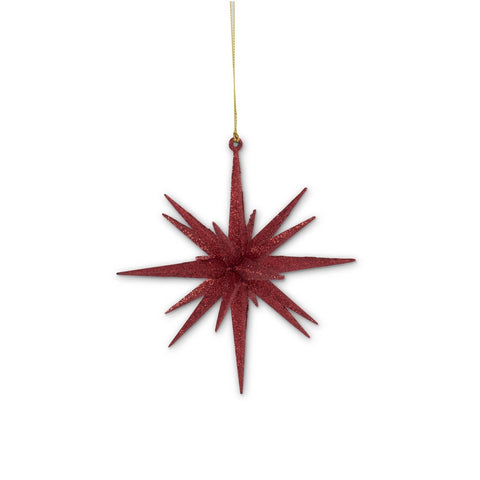 Red Glitter Star Ornament 6"