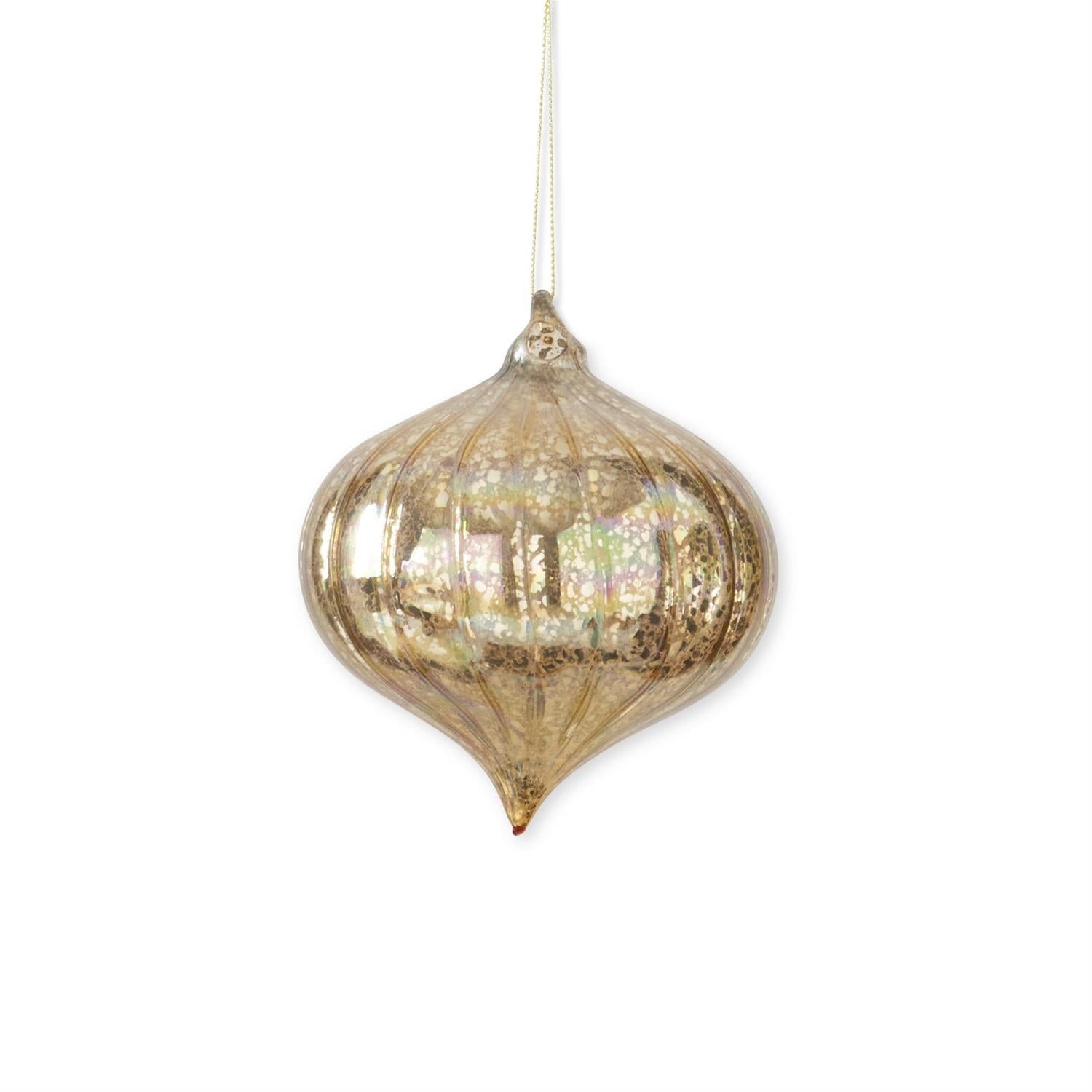 Gold Mercury Glass Onion Ornament 5"