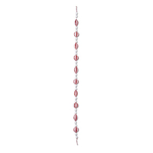 Red & White Striped Glass Ornament Garland