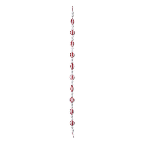 Red & White Striped Glass Ornament Garland