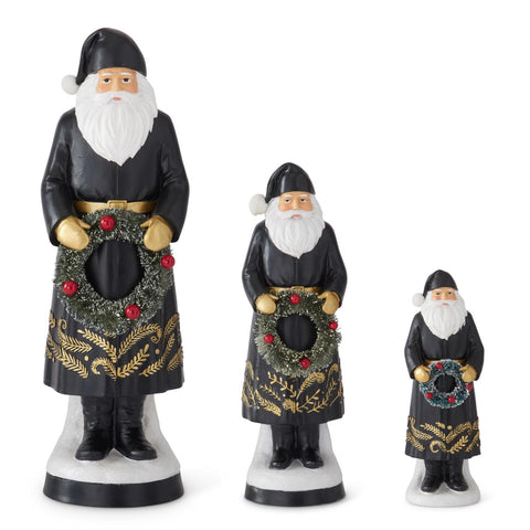 Black Santa with Bottle Brush Wreath