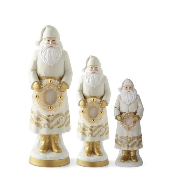 Cream Santa with Bottle Brush Wreath