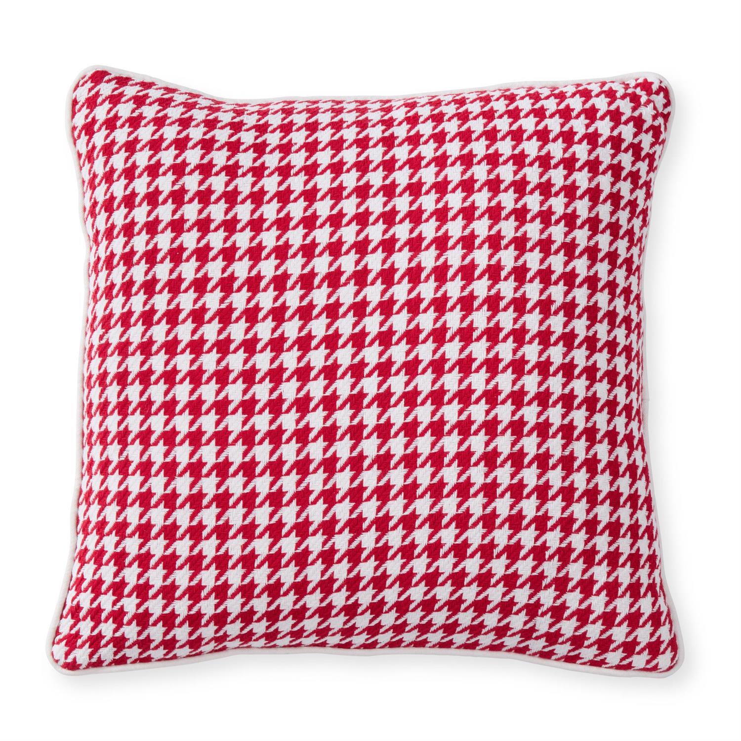 Red & White Cotton Houndstooth Pillow