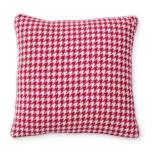 Red & White Cotton Houndstooth Pillow