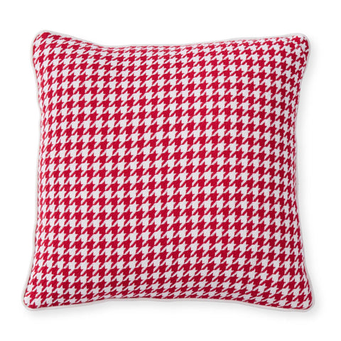 Red & White Cotton Houndstooth Pillow