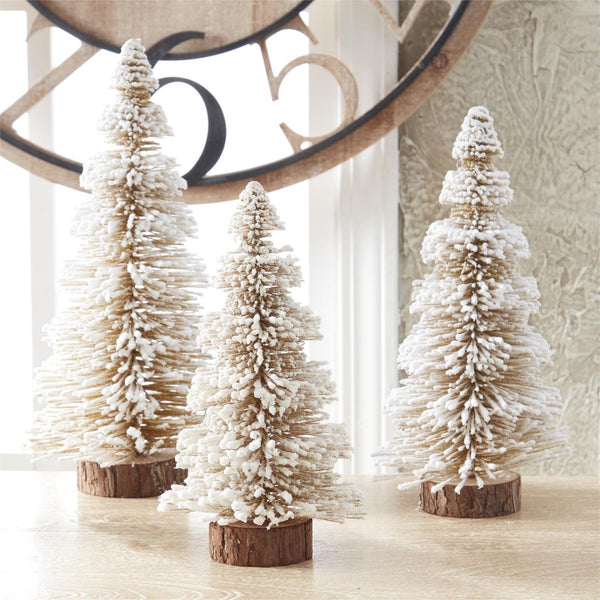 Flocked Gold Glittered Bottle Brush Trees