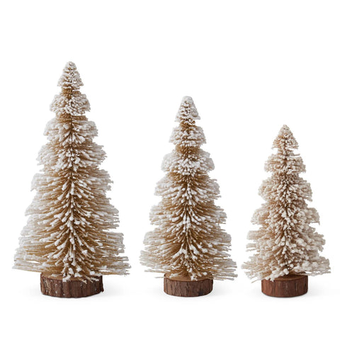 Flocked Gold Glittered Bottle Brush Trees