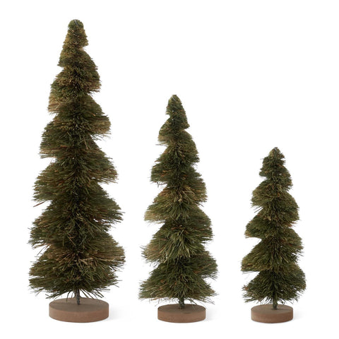 Two Tone Green Sisal Bottle Brush Trees