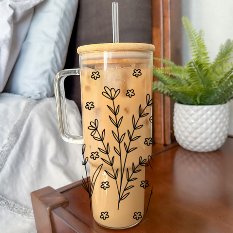 40oz Glass Tumbler Wildflowers