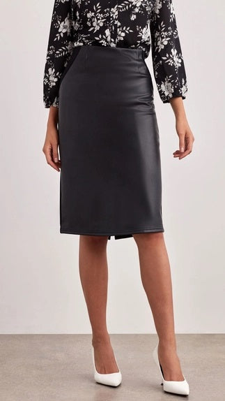 Faux Leather & Ponte Skirt