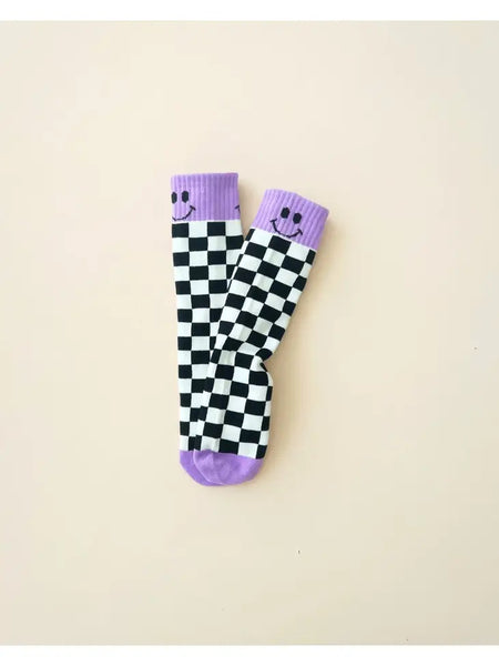 Kids Checkered Smiley Socks
