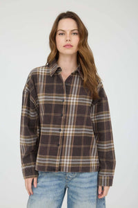 Plaid Boxy Button Down Black