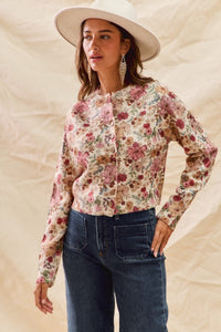 Floral Print Cardigan Sweater