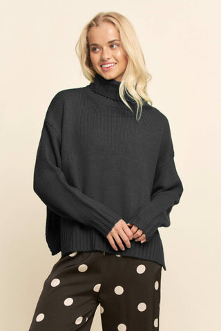 Cozy Oversized Turtleneck Sweater Black