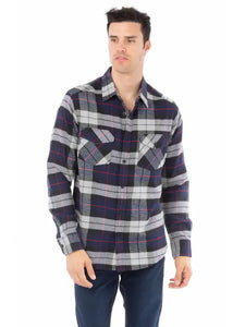 Men's Navy Plaid Flannel Shirt