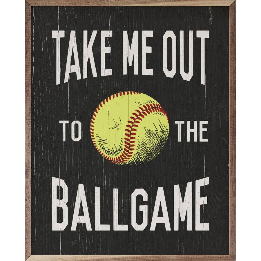 Out To The Ballgame Sign Softball 8x10