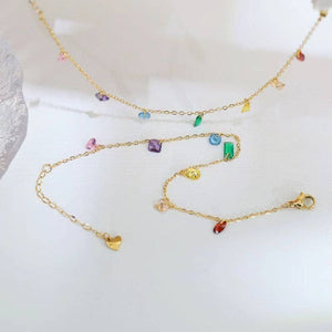 Rainbow Gemstone Charm Necklace