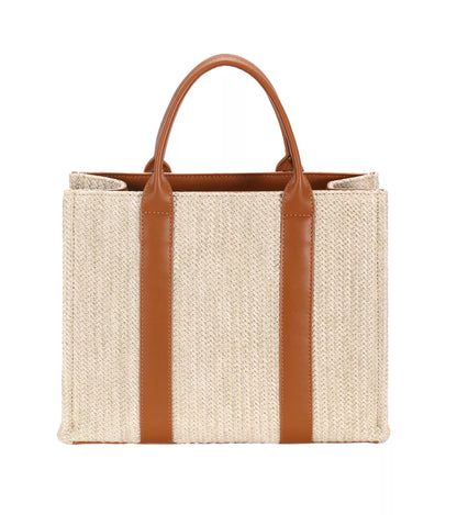 David Jones Square Woven Tote Handbag | Boutique Women's Tote Bag