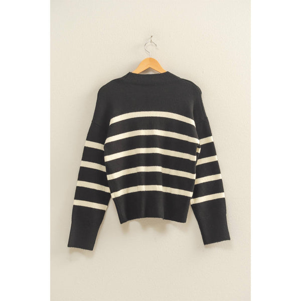 Dream State Striped Sweater Black