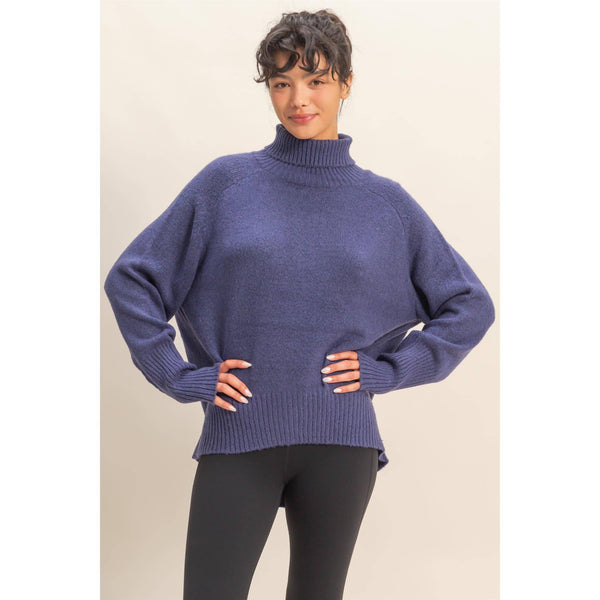 Oversized Turtleneck Sweater Indigo