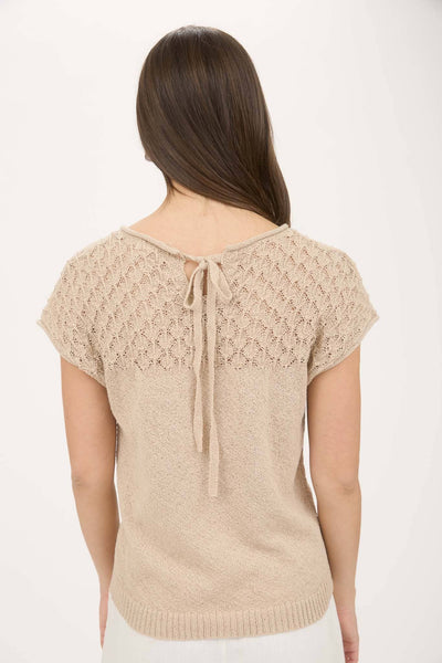 Eyelet Yoke Sweater Khaki