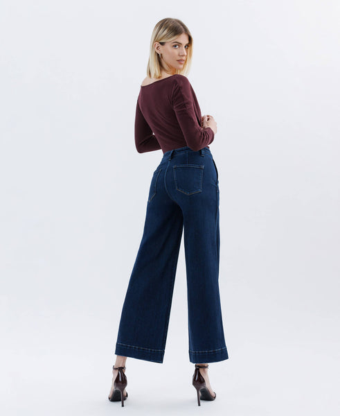 High Rise Ankle Wide Leg Jeans F5923
