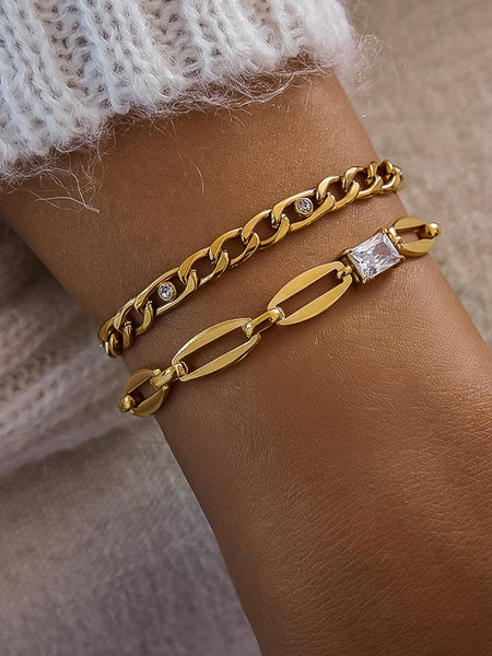 Melrose Gold Link Chain CZ Bracelet
