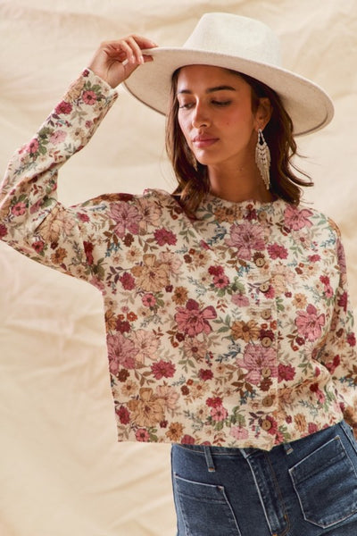 Floral Print Cardigan Sweater