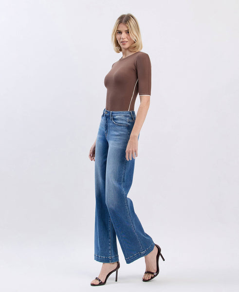 Flying Monkey High Rise Trouser Hem Jeans F5990