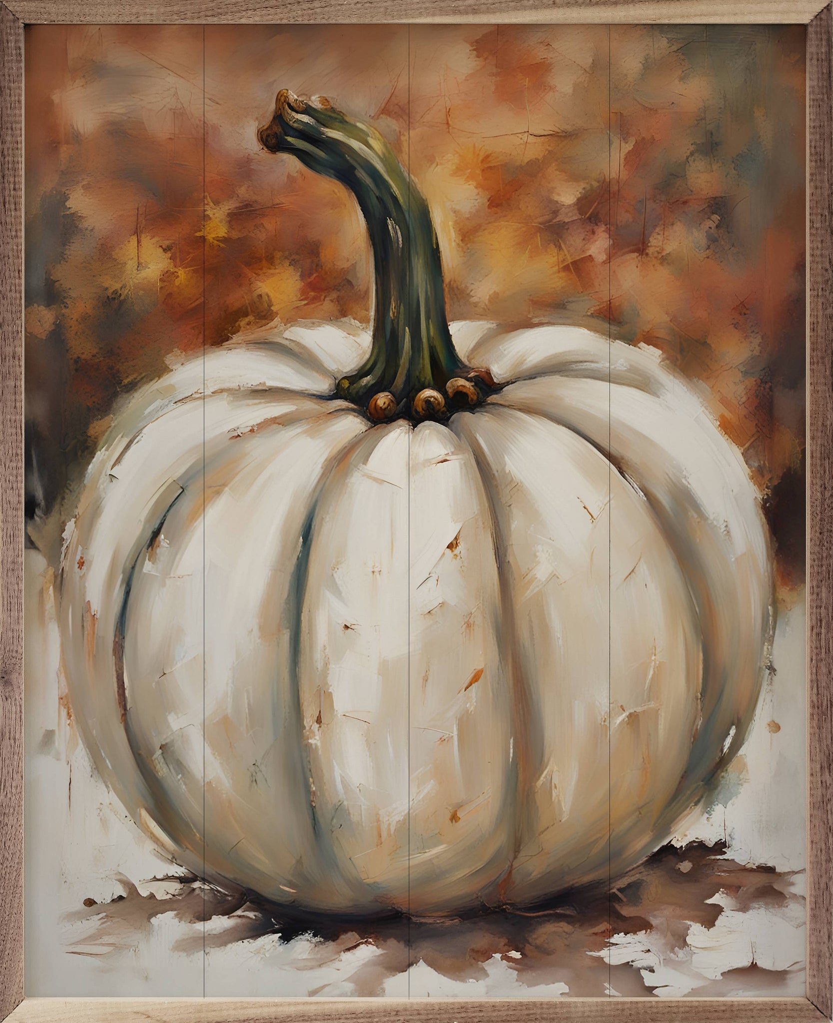 Single White Pumpkin Sign 8x10
