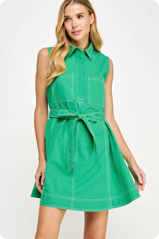 Mini Shirt Dress Emerald