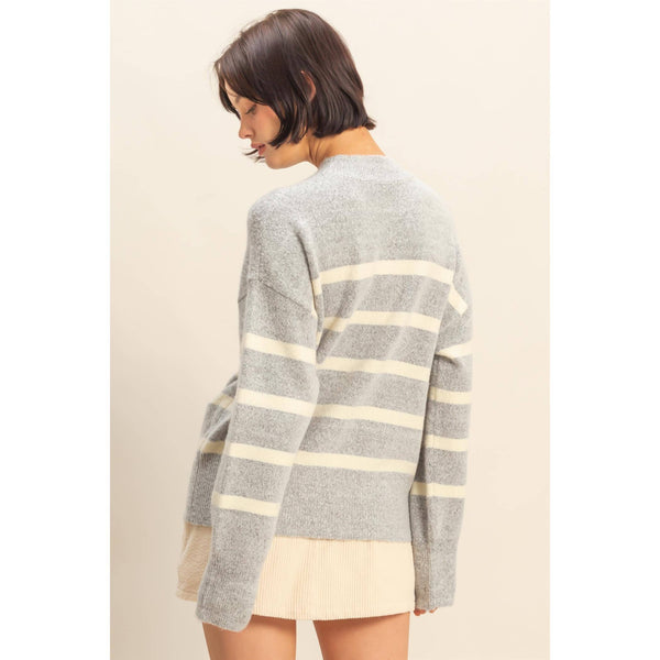 Dream State Striped Sweater Heather Gray