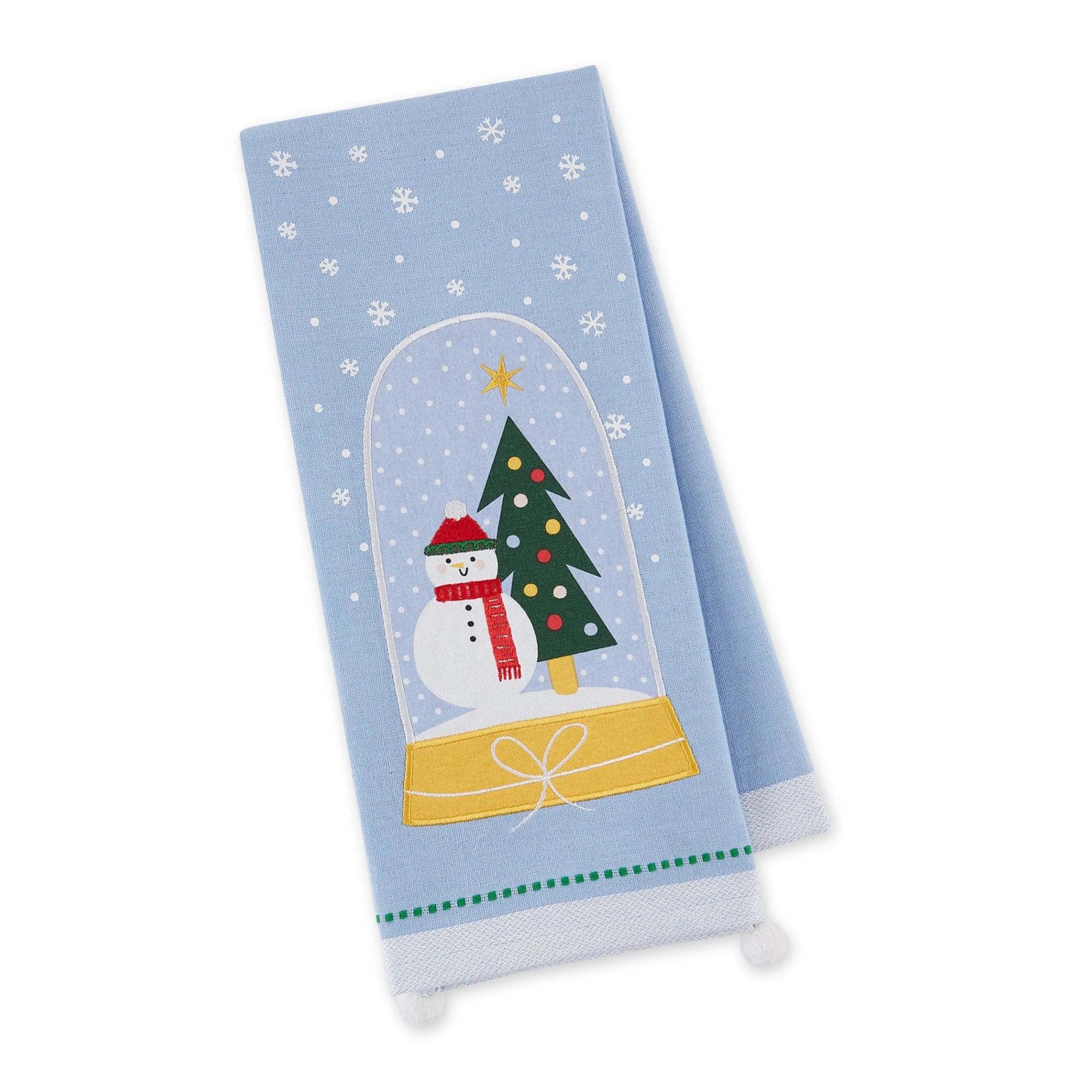 Snow Globe Friend Embellished Cotton Dishtowel