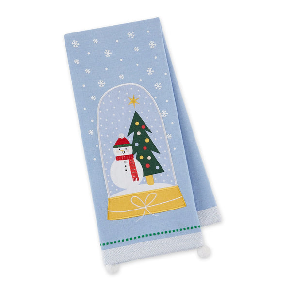 Snow Globe Friend Embellished Cotton Dishtowel