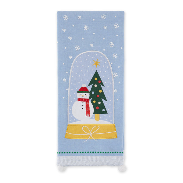 Snow Globe Friend Embellished Cotton Dishtowel