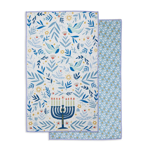 Hanukkah Lights Printed Microfiber Dishtowel