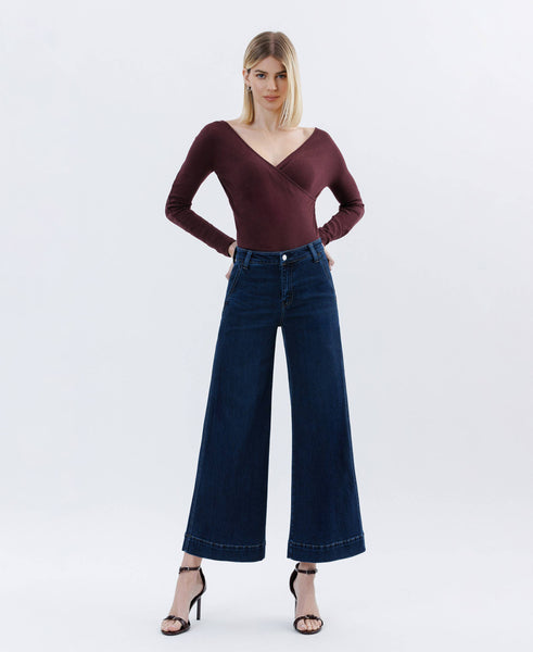 High Rise Ankle Wide Leg Jeans F5923