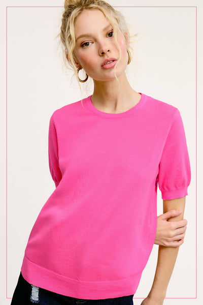 Cora Puffy Short Sleeve Top Pink