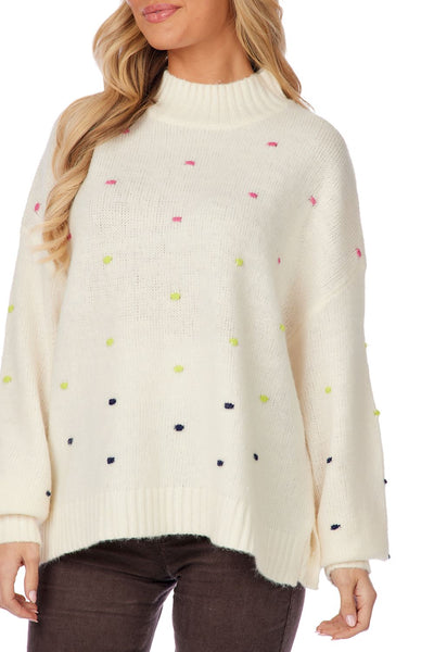 White Novie Pom-Pom Sweater