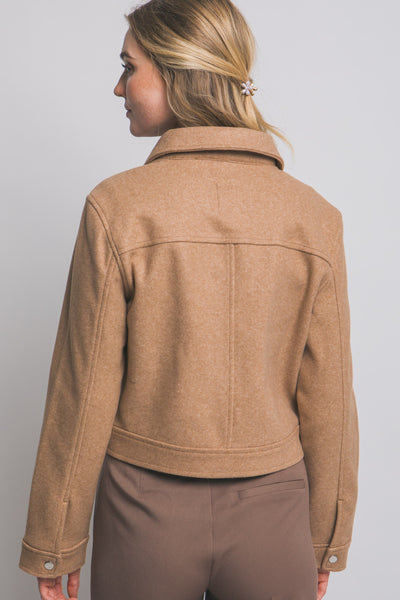 Zip-Up Flat Pocket Jacket – Camel