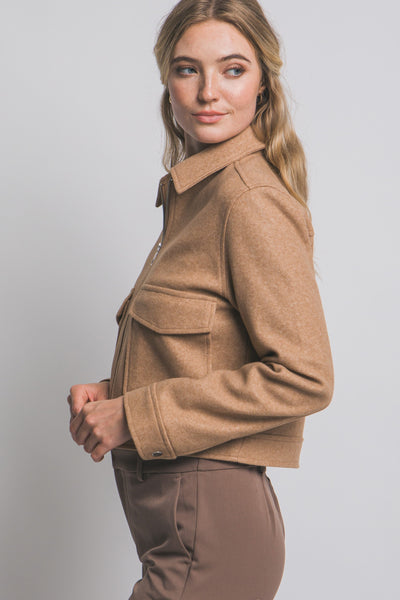Zip-Up Flat Pocket Jacket – Camel
