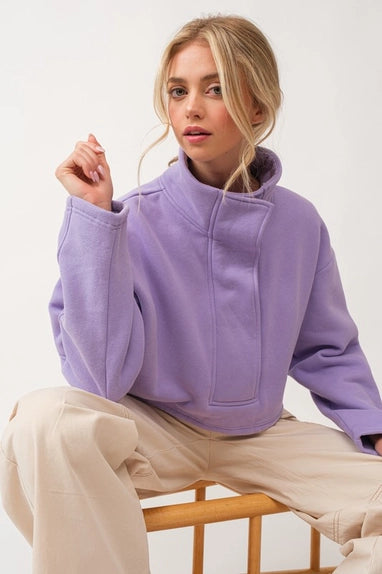 Freya Oversized Crop Sweatshirt Lavender