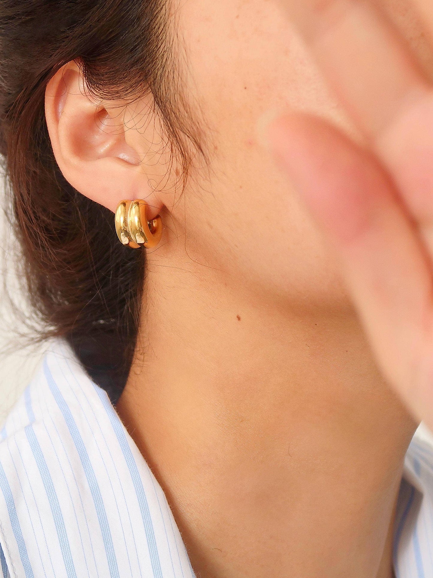Emma Gold Double C-Hoop Earrings