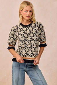 Textured Rose Knit Top