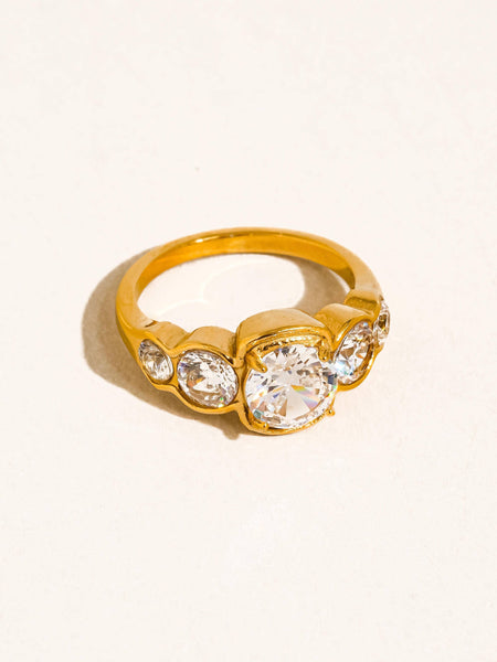 Irid 18K Gold Non-Tarnish Multi CZ Statement Ring